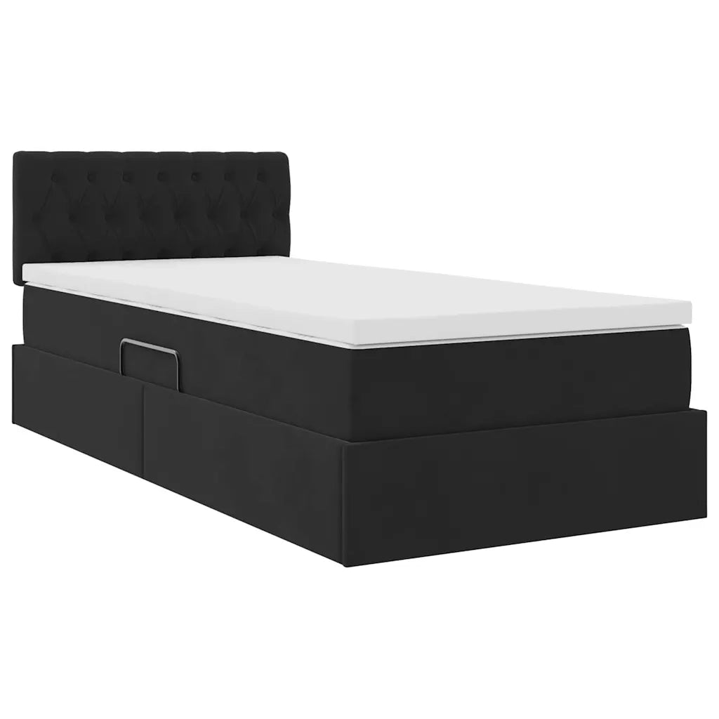 Letto con contenitore e LED con led Nero 90 x 200 cm Velluto