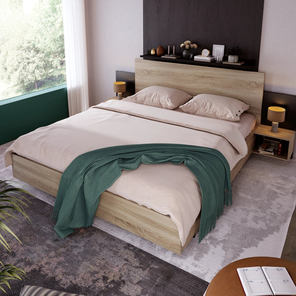 Letto matrimoniale 160x200 con due comodini integrati