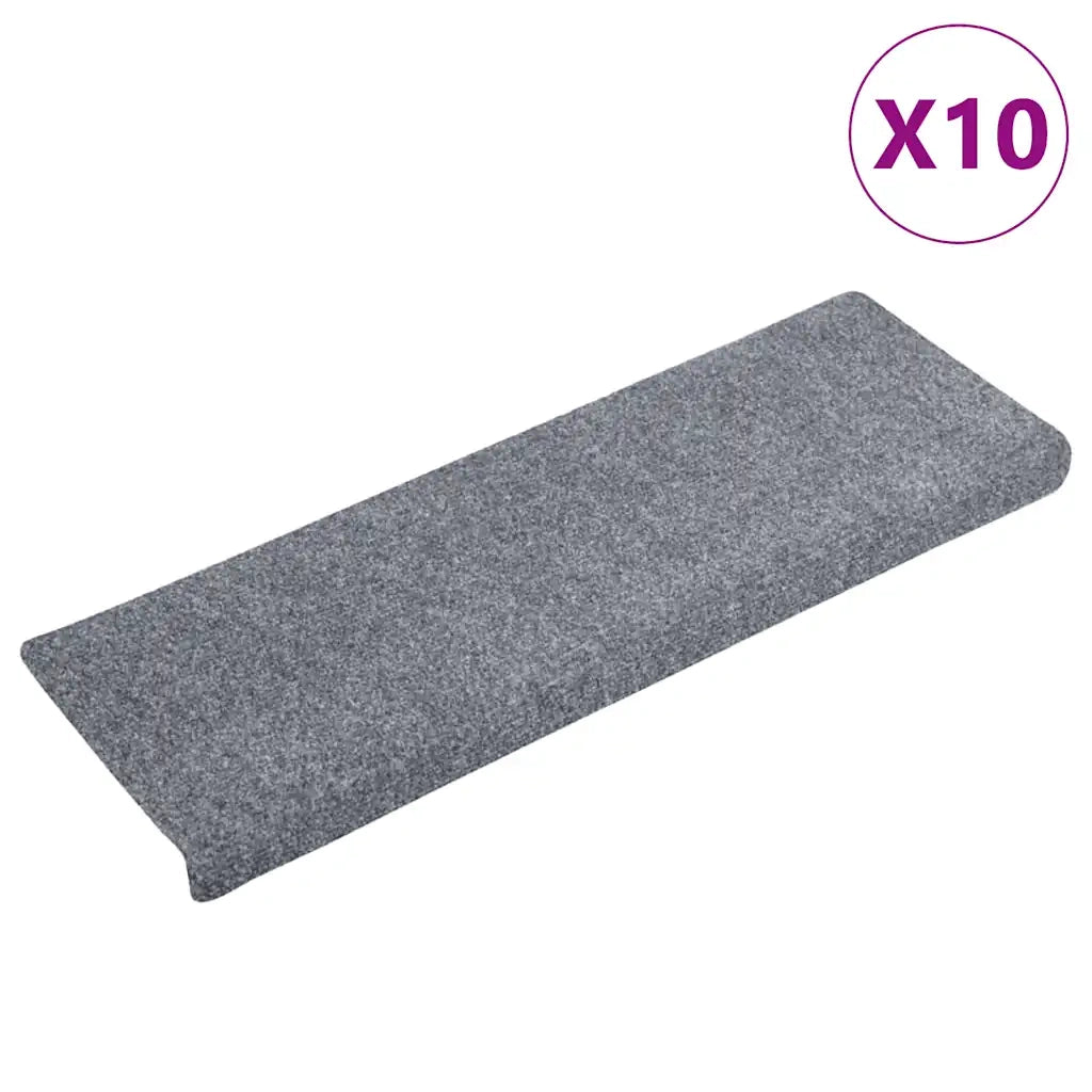 Tappetini per scale autoadesivi 10 pz | Gradini per Scale 65x21x4 cm Grigio chiaro bordo rettangolare