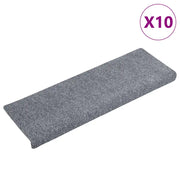Tappetini per scale autoadesivi 10 pz | Gradini per Scale 65x21x4 cm Grigio chiaro bordo rettangolare