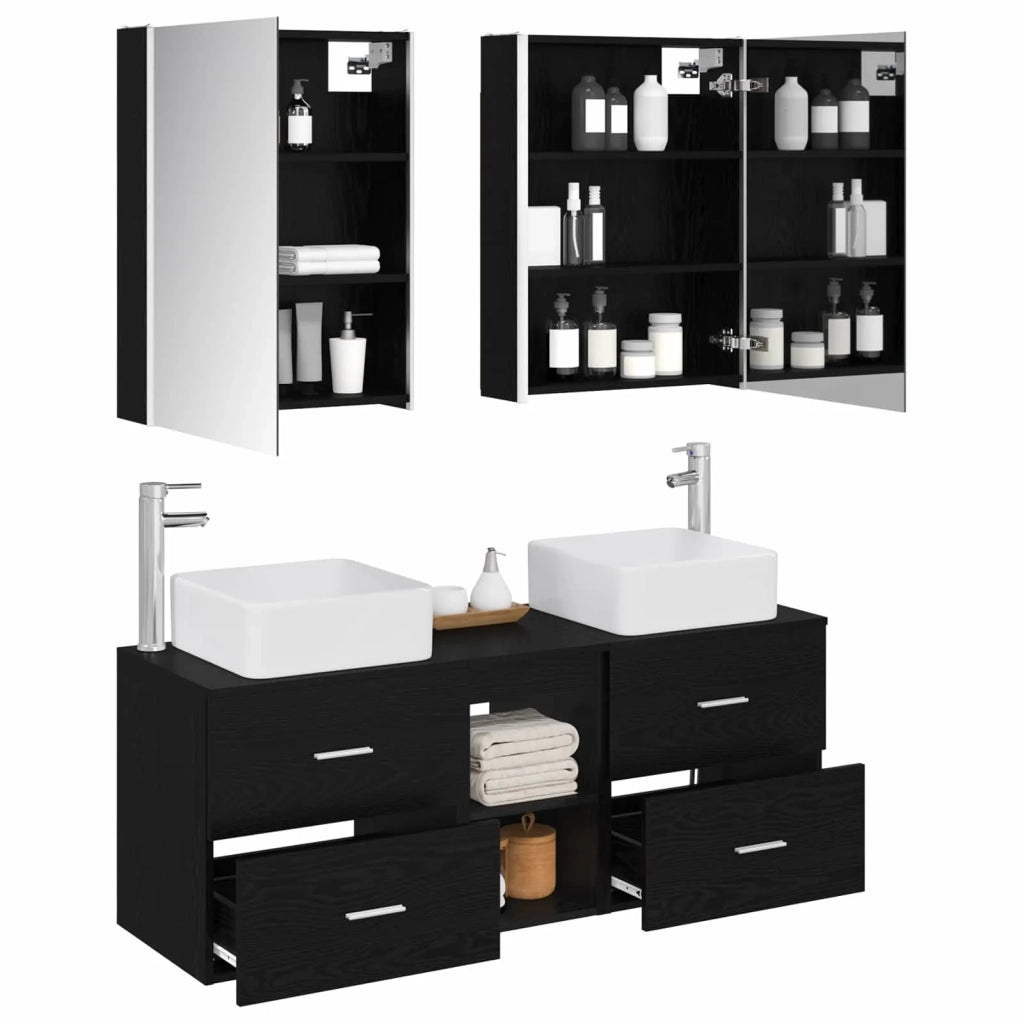 Set di mobili per il bagno 5 pz Rovere Nero 3406768