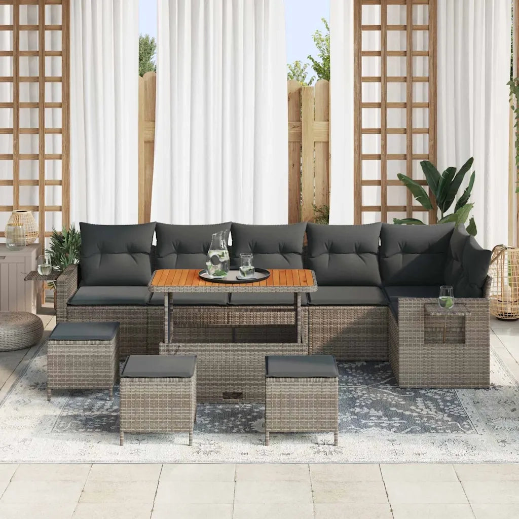 Set Divano da Giardino 10 pcs Grigio polyrattan 3361773