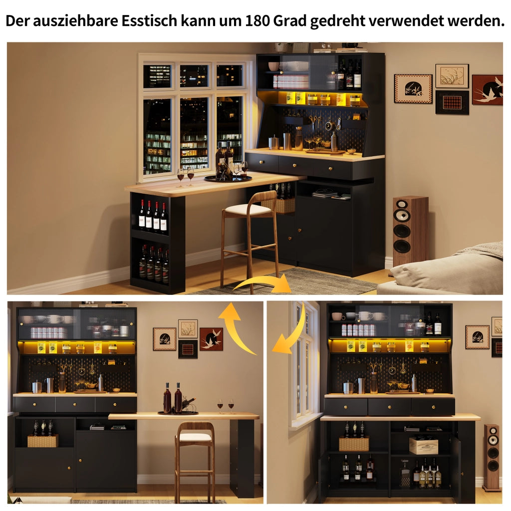 ARMADIO ALTO CON SCRIVANIA 137x74x177,7 cm MDF Vetro Nero
