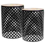 Set di 2 supporti in mosaico nero e metallo