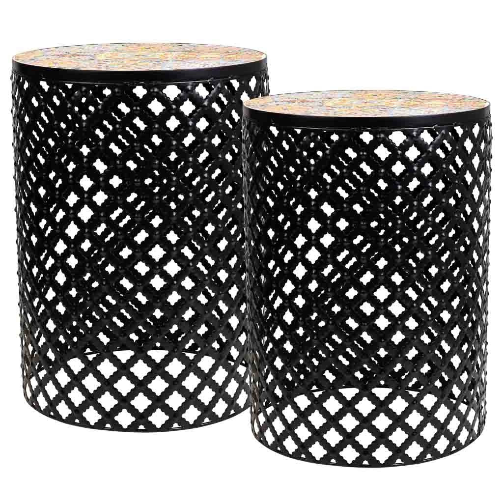 Set di 2 supporti in mosaico nero e metallo