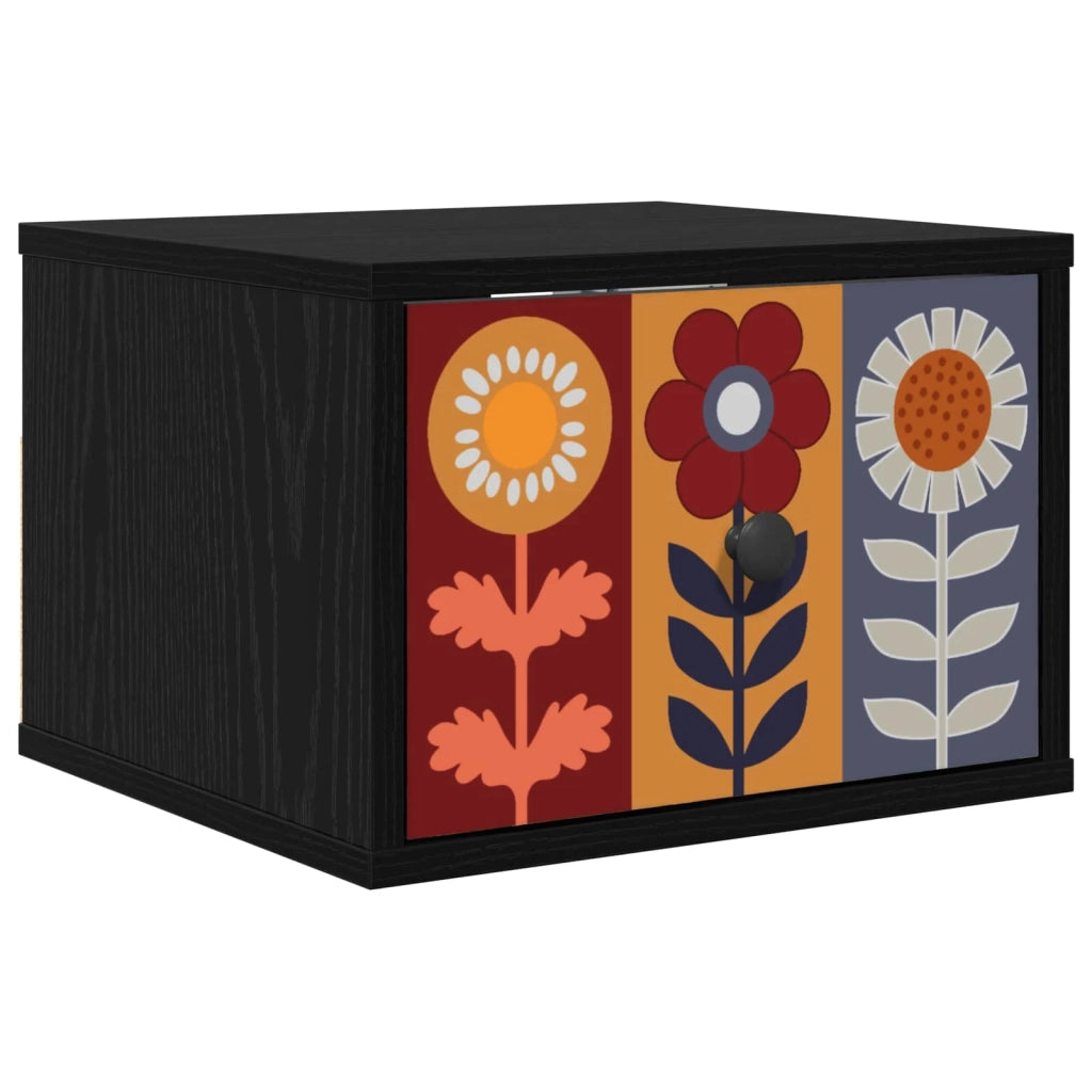 Mobiletto da comodino a parete ESSEN Rovere Nero 8007483