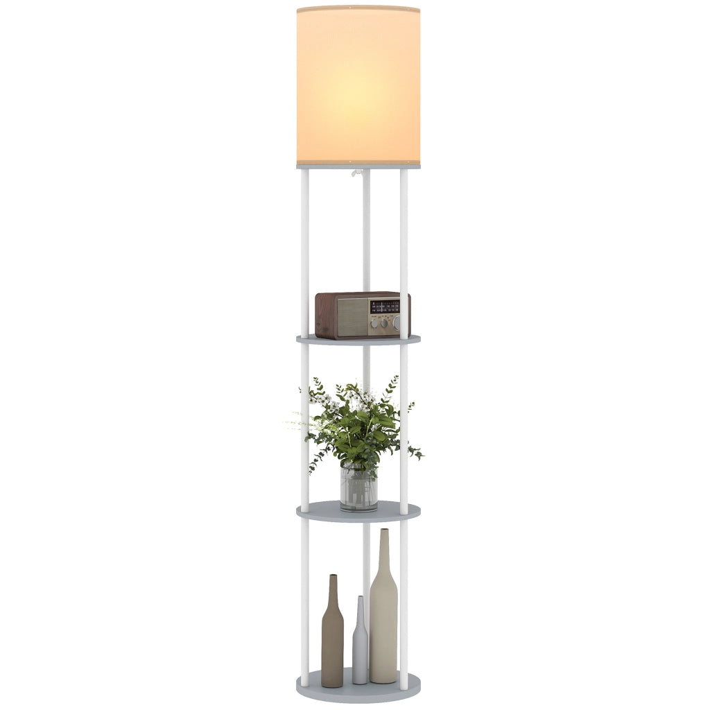 Lampada da Terra con Scaffali ¨C Minimal ¨C Grigio