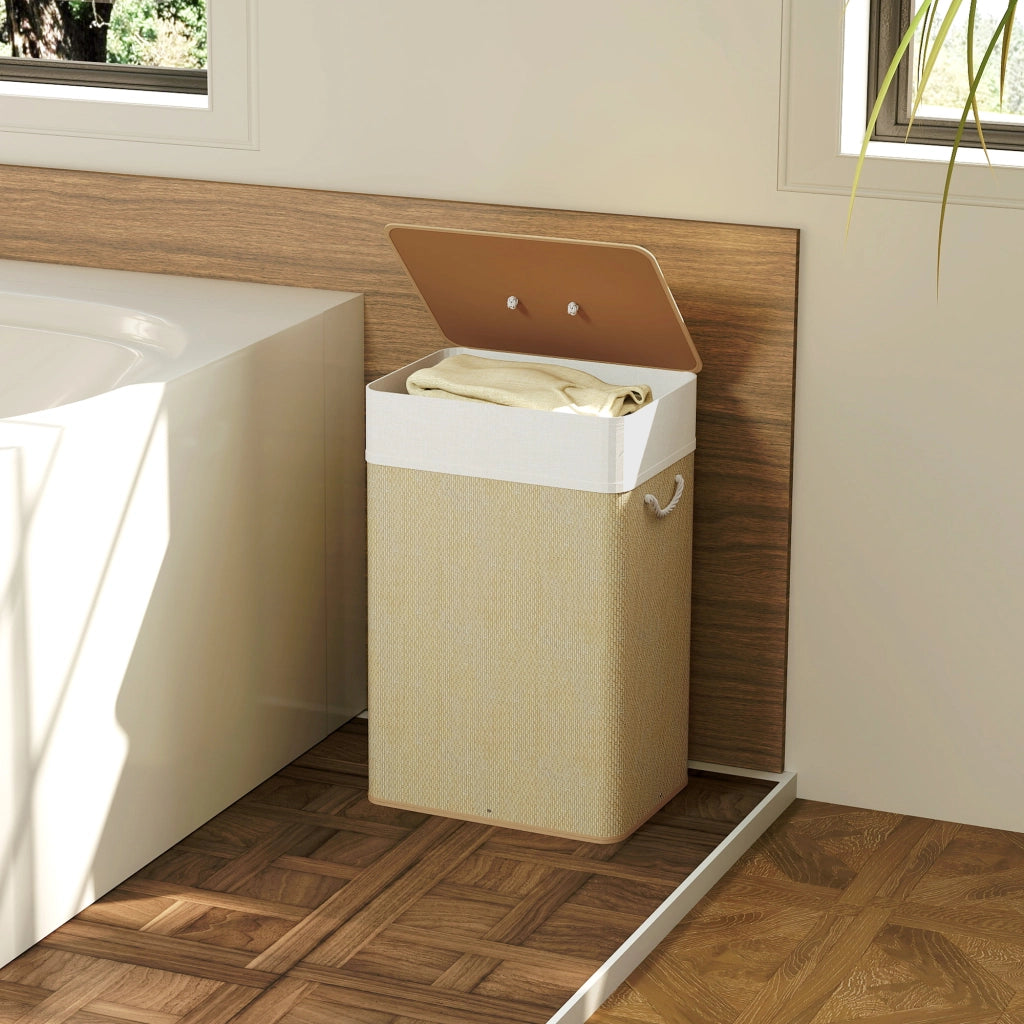 Cestino Lavanderia 72L con Coperchio e Maniglie ¨C Minimal ¨C 40x30x60 Naturale