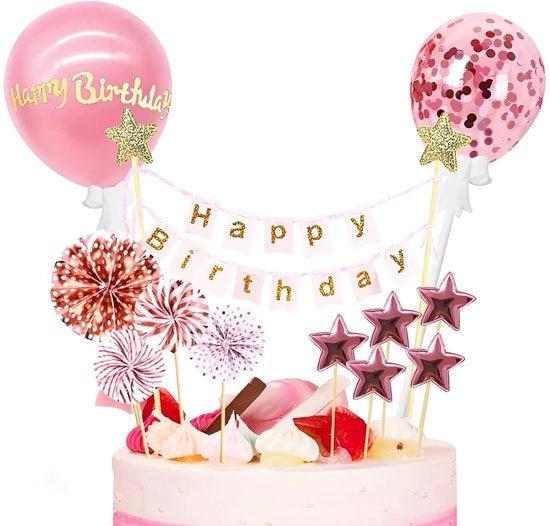 Decorazioni per torte 12 pezzi - Decorazione per torta - Fontana di ghiaccio - Decorazione a zucchero - Festa di compleanno - Finitura lussuosa in rosé oro