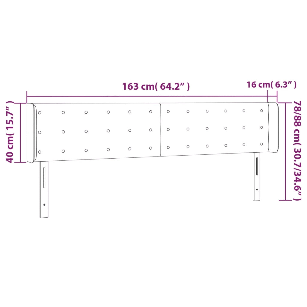 Testiera | Testata ad Orecchio Grigio 163x16x78/88 cm in Similpelle