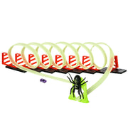 Pista per Macchinine con Effetti Luminosi e Macchinina Inclusa in Plastica Resistente, Gioco per Bambini 3-6 Anni, Verde e Rosso