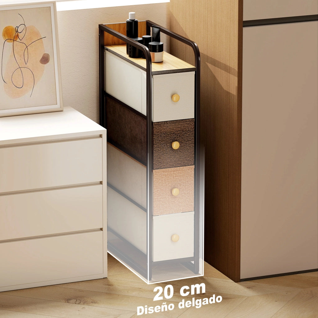 Cassettiera con 4 cassetti in tessuto e struttura in acciaio ¨C Minimal ¨C Multicolore