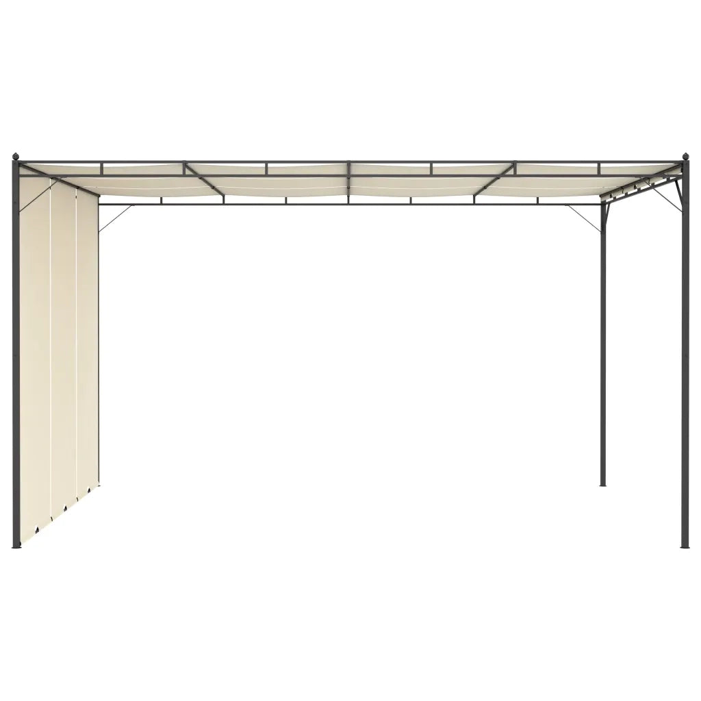 Gazebo | Pergolato da Giardino con Tenda Laterale 4x3x2,25 m Crema
