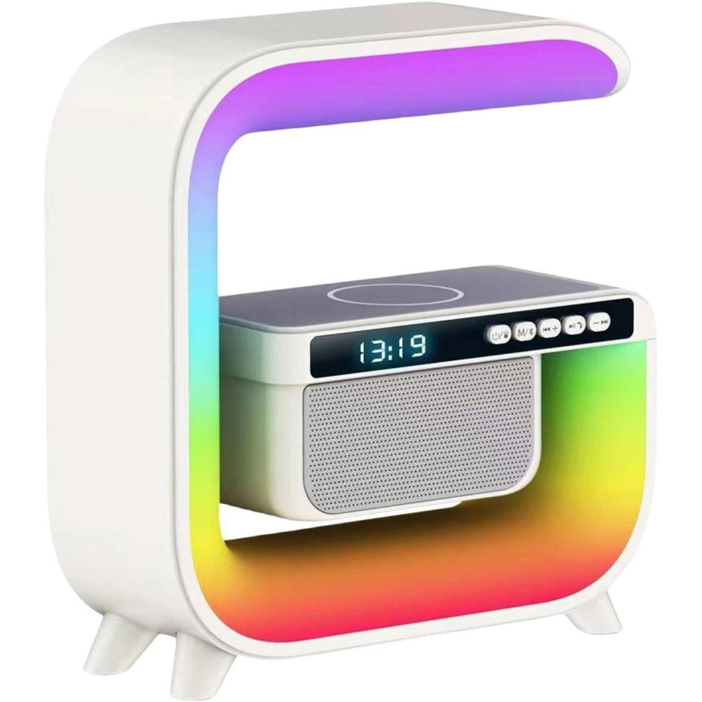 Trade Shop - Lampada Led Rgb Con Ricarica Wir Induzione Speacker Cassa A Forma Di G Quadrata -
