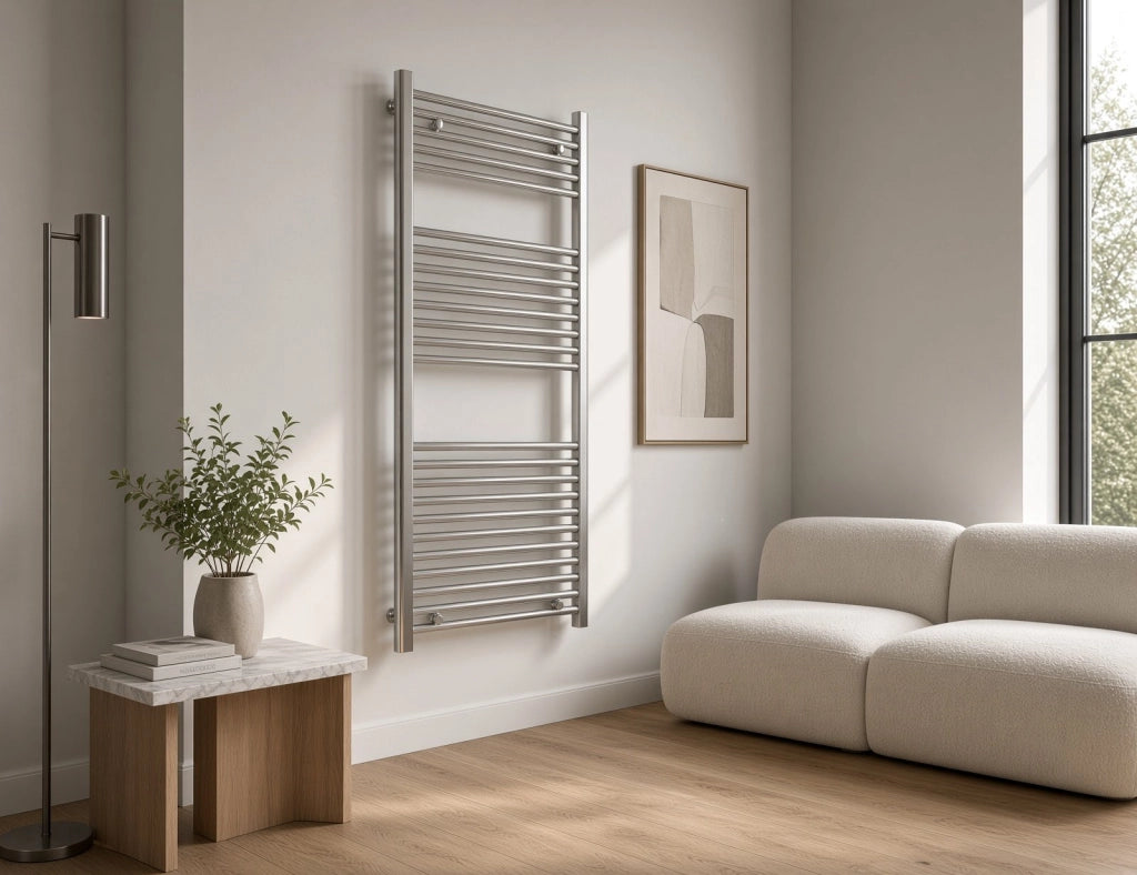 Scaldasalviette termoarredo 120x45 cm (int.40) cromato da bagno tubi dritti ROY