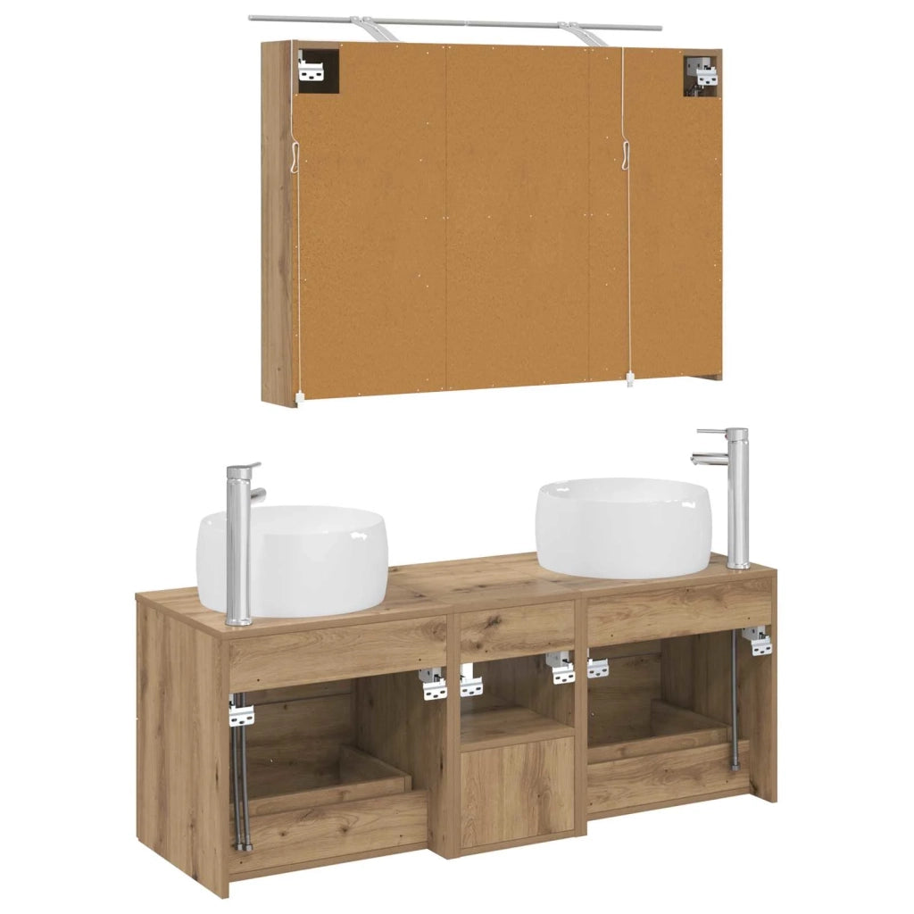 Set di mobili per il bagno 4 pz Rovere Artigianale 3407022