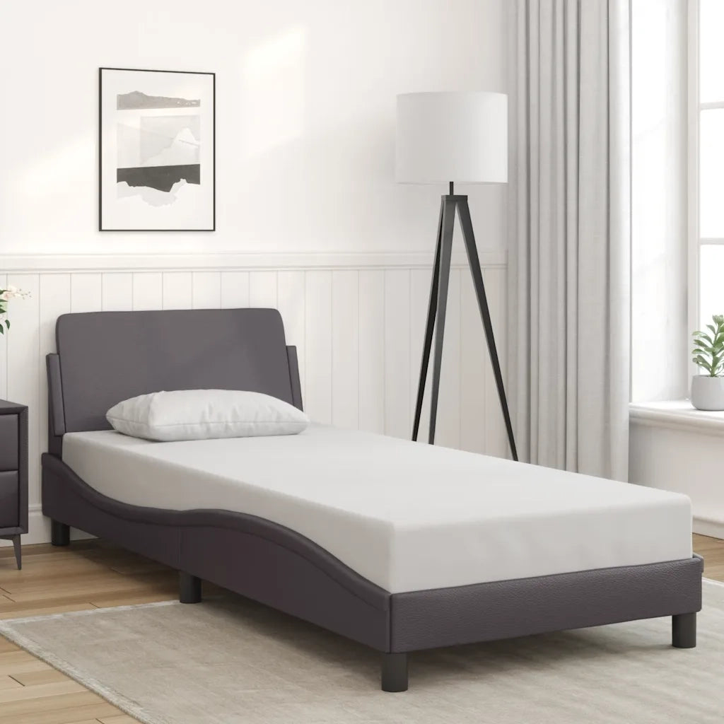 Letto singolo | Letto per adulti | Giroletto Dover Crema 90x200 cm in Similpelle