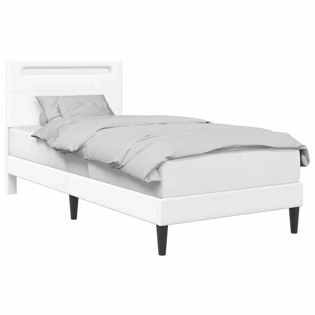 Letto singolo | Letto per adulti | Struttura del letto con testiera Bianco 80 x 200 cm Similpelle
