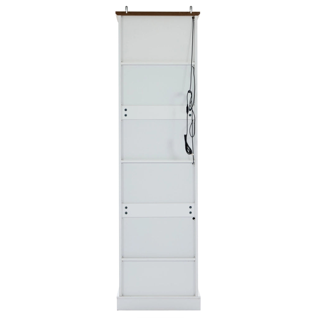 Vetrina LED 50x35x178 cm con 5 ripiani e cassetto bianca HAVRYA