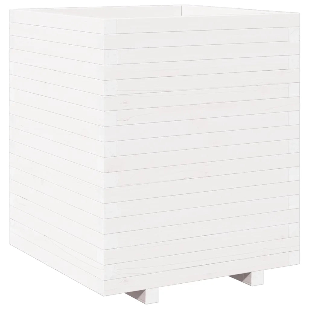 Fioriera da Giardino-Vaso da Esterno Bianca 60x60x72,5cm Legno Massello di Pino