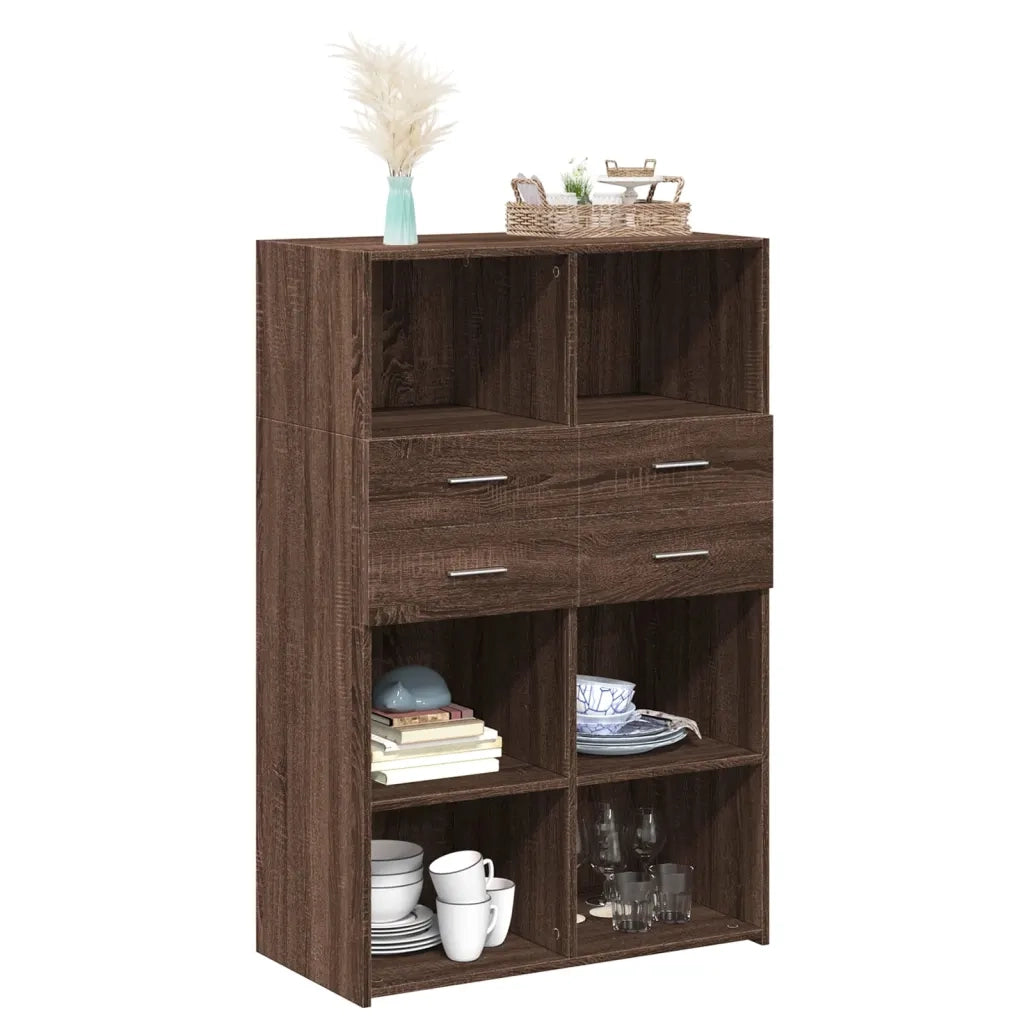 Credenza | Madia | Buffet da pranzo | Armadio da pranzo Rovere Marrone 80x42,5x124 cm in Legno Multistrato