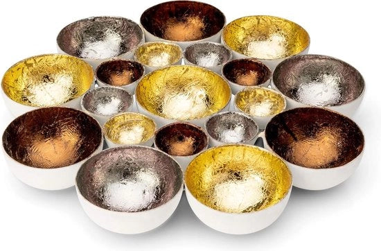 Decorazione - Supporto per bicchieri in oro, argento e rame Ø 21 cm - decorazione romantica per la sala da pranzo - decorazione da tavola perfetta - Regalo di San Valentino in metallo