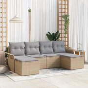 Set Divano da Giardino con archiviazione 6 pcs Beige polyrattan