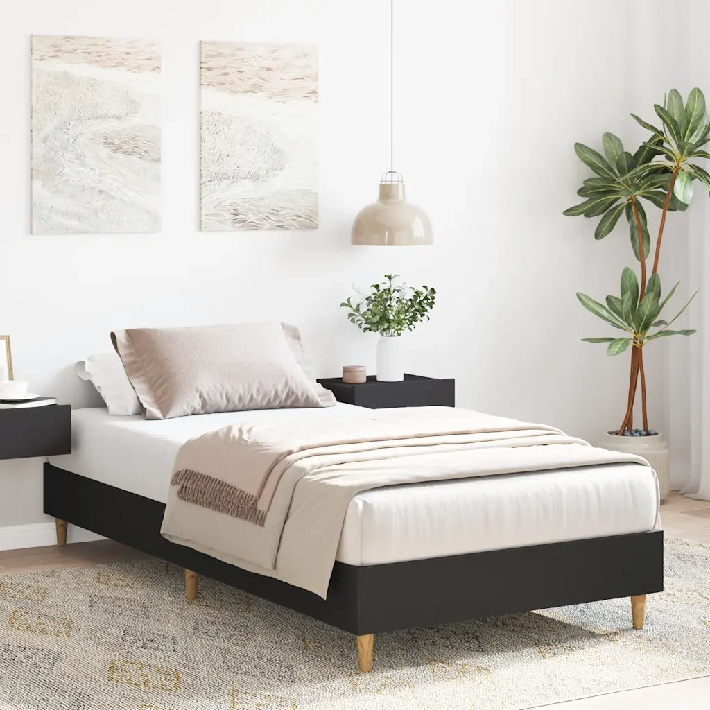 Giroletto senza Materasso Nero 75x190 cm in Legno Multistrato 861094