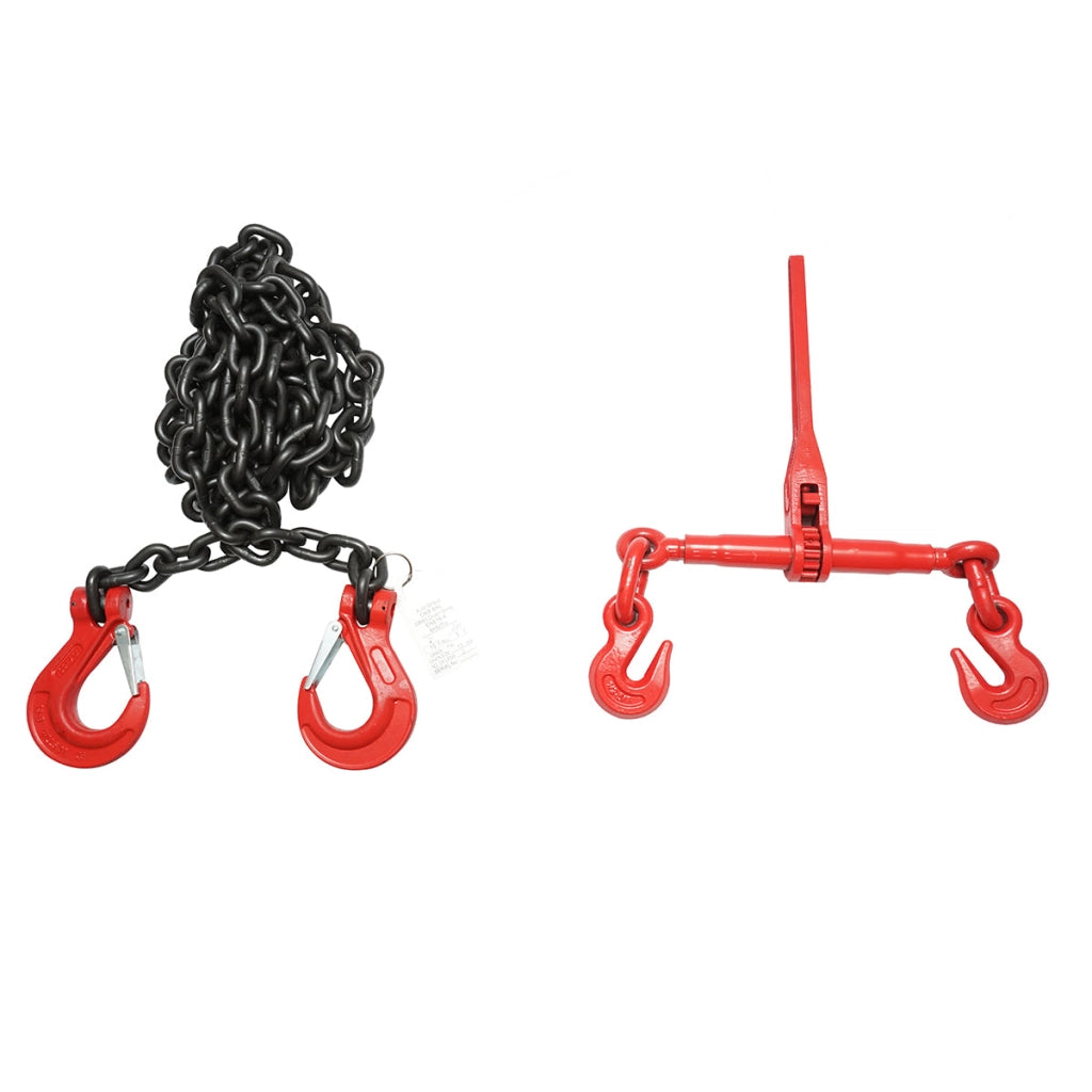 Catena di Ancoraggio con Tenditore a Cricchetto, Capacità di carico 10 tonnellate, lunghezza catena 4 metri, spessore maglia Ø 13 mm.