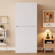 Armadio Bianco 70x40x170 cm con Doppi Ante, Ripiani e Staufach Laterale