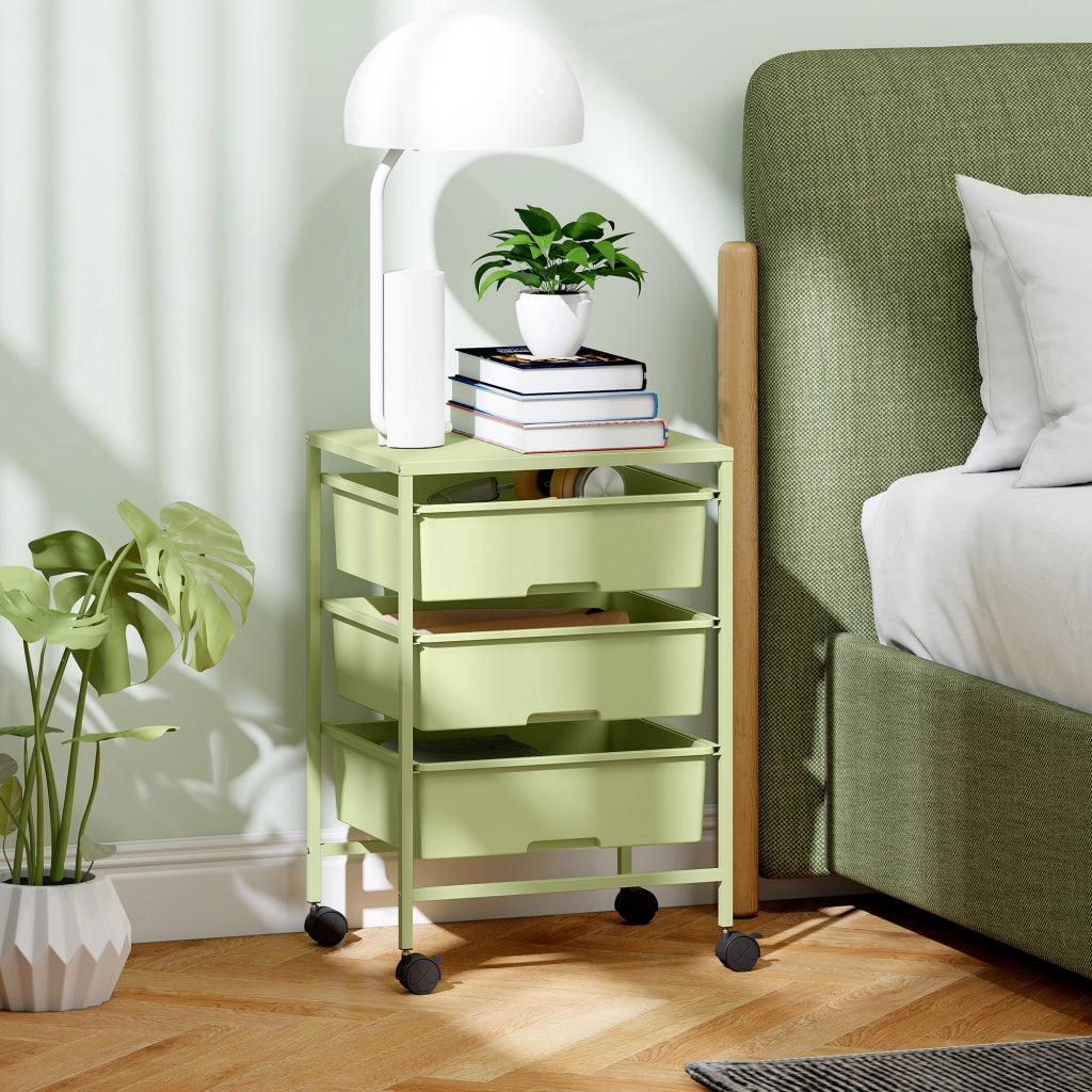 Carrello da cucina 4 ripiani con ruote ¨C Xylo ¨C 3 cestelli e ripiano 40,8x33,5x60,5 cm verde