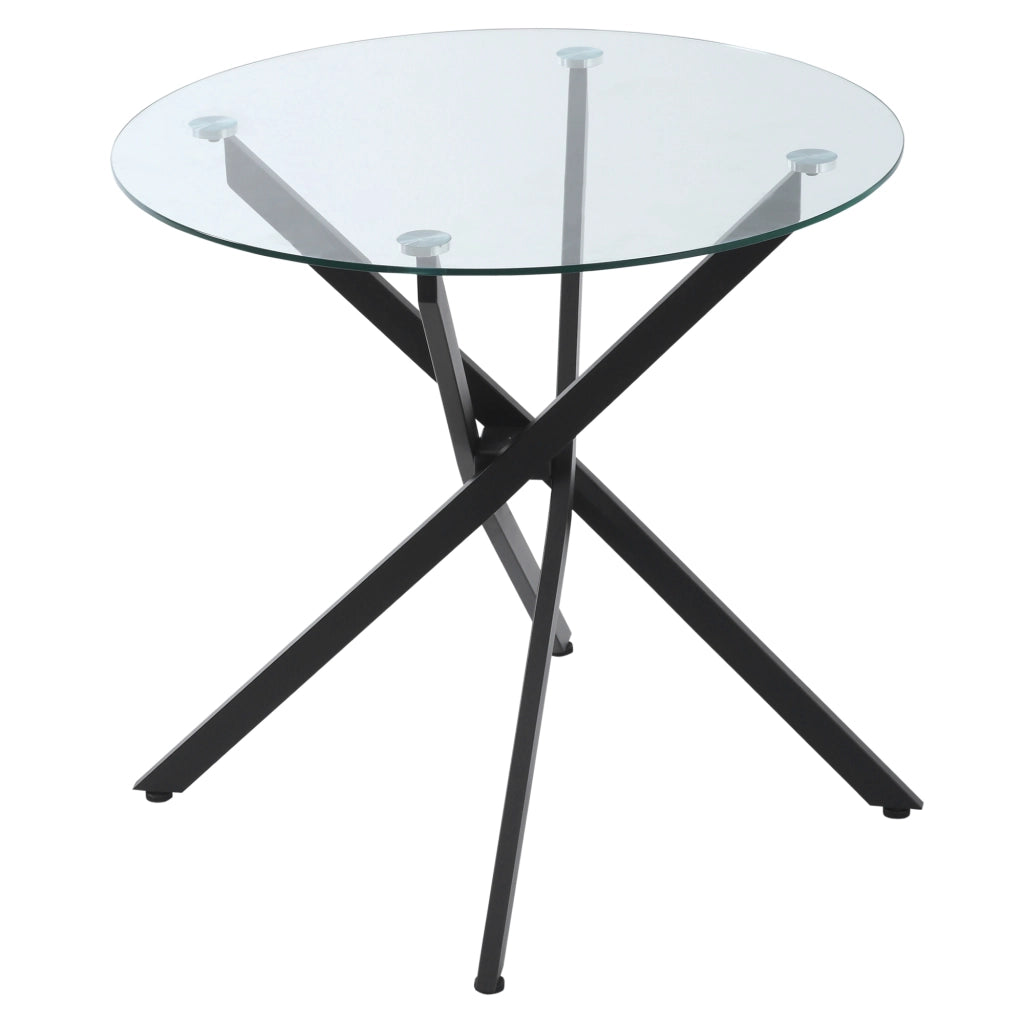 Tavolo da pranzo rotondo con piano in vetro temperato e gambe metalliche ¨C Minimal ¨C 80 cm di diametro, per 4 persone