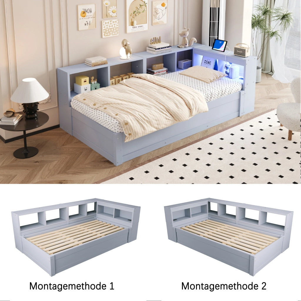 letto multifunzione mdf grigio 90 x 200 cm