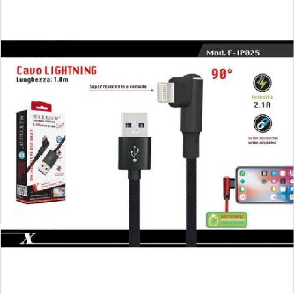 Trade Shop - Cavo Lightning 90° A Usb Ricarica Compatibile Con Ipad Ipod 1 Mt Maxtech F-ip025 -