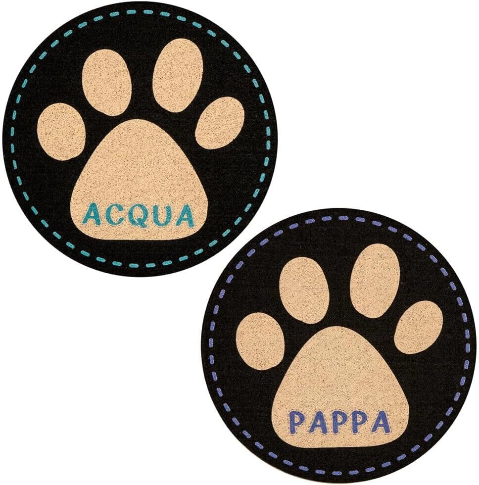 Coppia Tappetini SottoCiotola Gomma Sostenibile Antiscivolo Cane Gatto Tondi