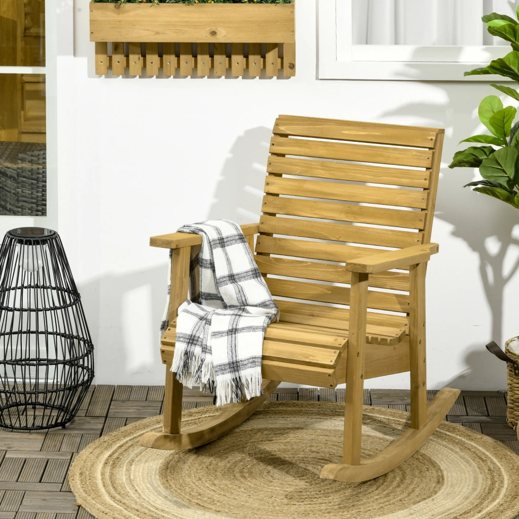 Sedia da giardino funzione altalena sedile e schienale larghi legno naturale 64 x 86 x 85 cm