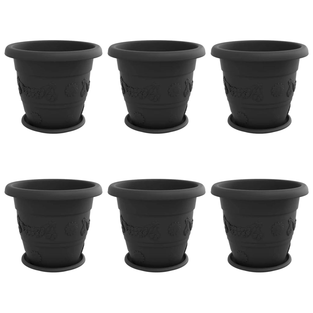 Vasi per Piante 6 pcs Nero Ø 39 x 32 cm Plastica 3403279
