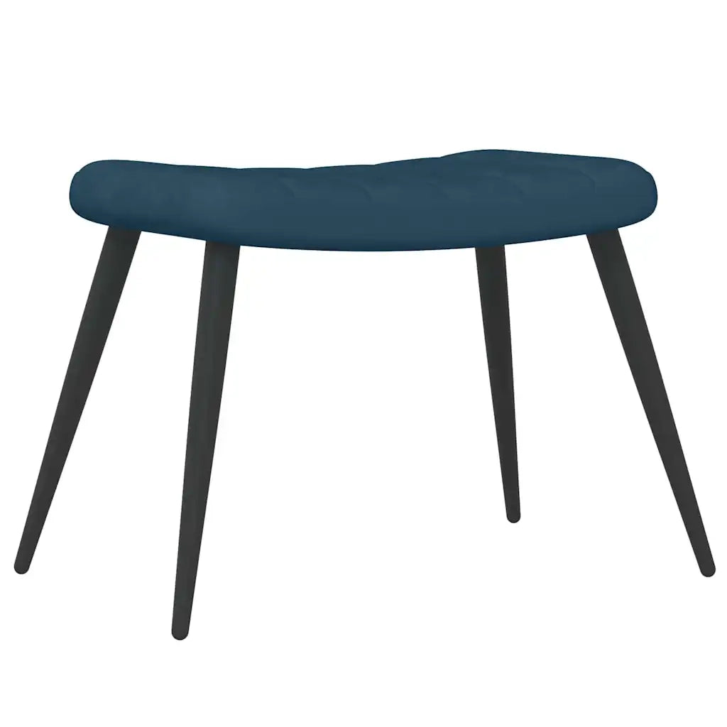 Divano Sedia-Poltrona Relax con Sgabello Blu in Velluto