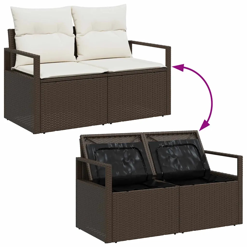 Set Divano da Giardino 10 pcs Marrone e Crema polyrattan
