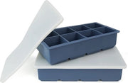 Forma a blocchi di ghiaccio grande XXL con coperchio in silicone con contenitore per blocchi di ghiaccio 2 pezzi per fare blocchi di ghiaccio 5 cm per cocktail e whisky (blu)