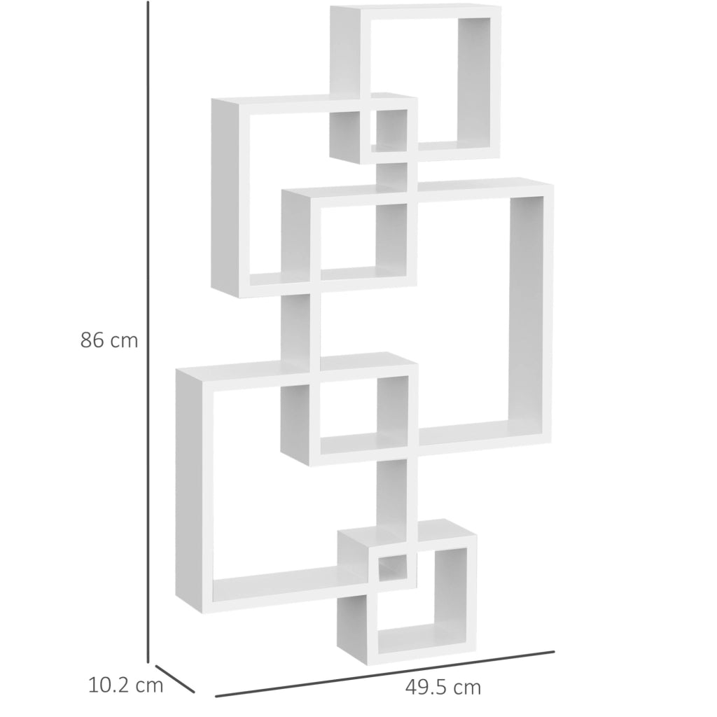Mensola da parete 49,5x10,2x86 cm con 9 vani in legno di abete bianco