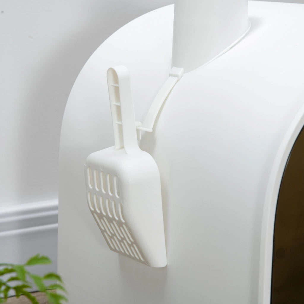 Toilette per gatti chiusa lettiera con cassetto estraibile porta basculante paletta e filtro 43L x 44l x 47H cm bianco
