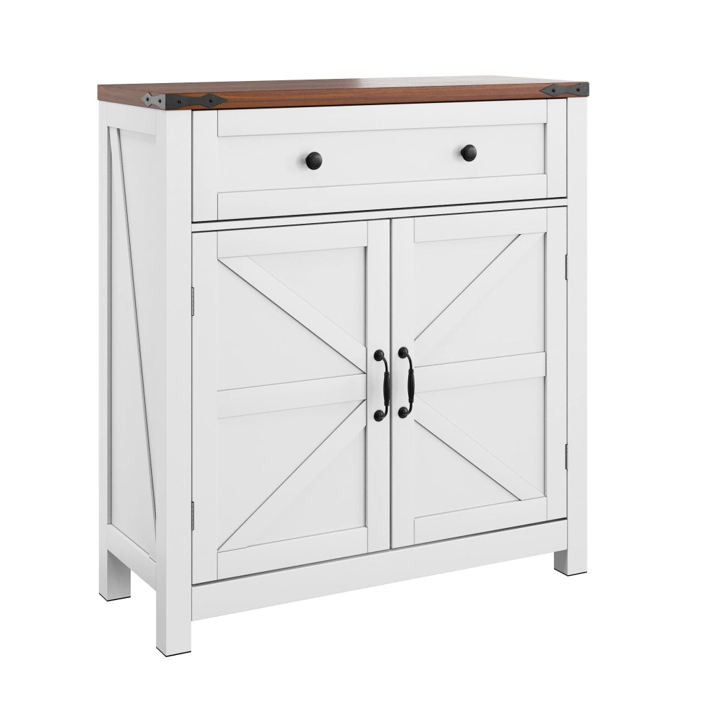 Mobile contenitore stile rustico con ripiano effetto noce, 76x30x83 cm