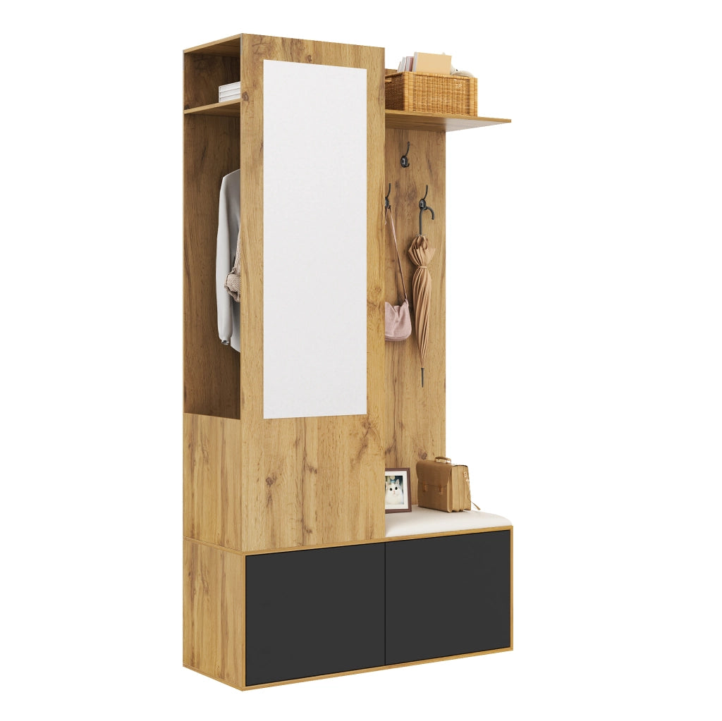 Set guardaroba da ingresso con scarpiera, specchio e panca