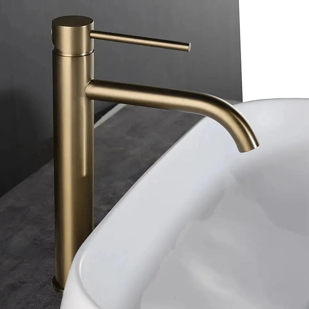 Rubinetto Da Lavabo Rea Lungo Brush Gold High