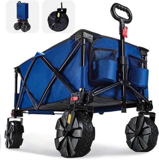 Carrello pieghevole per campeggio e spiaggia - 128 l - con contenitore per bicchieri