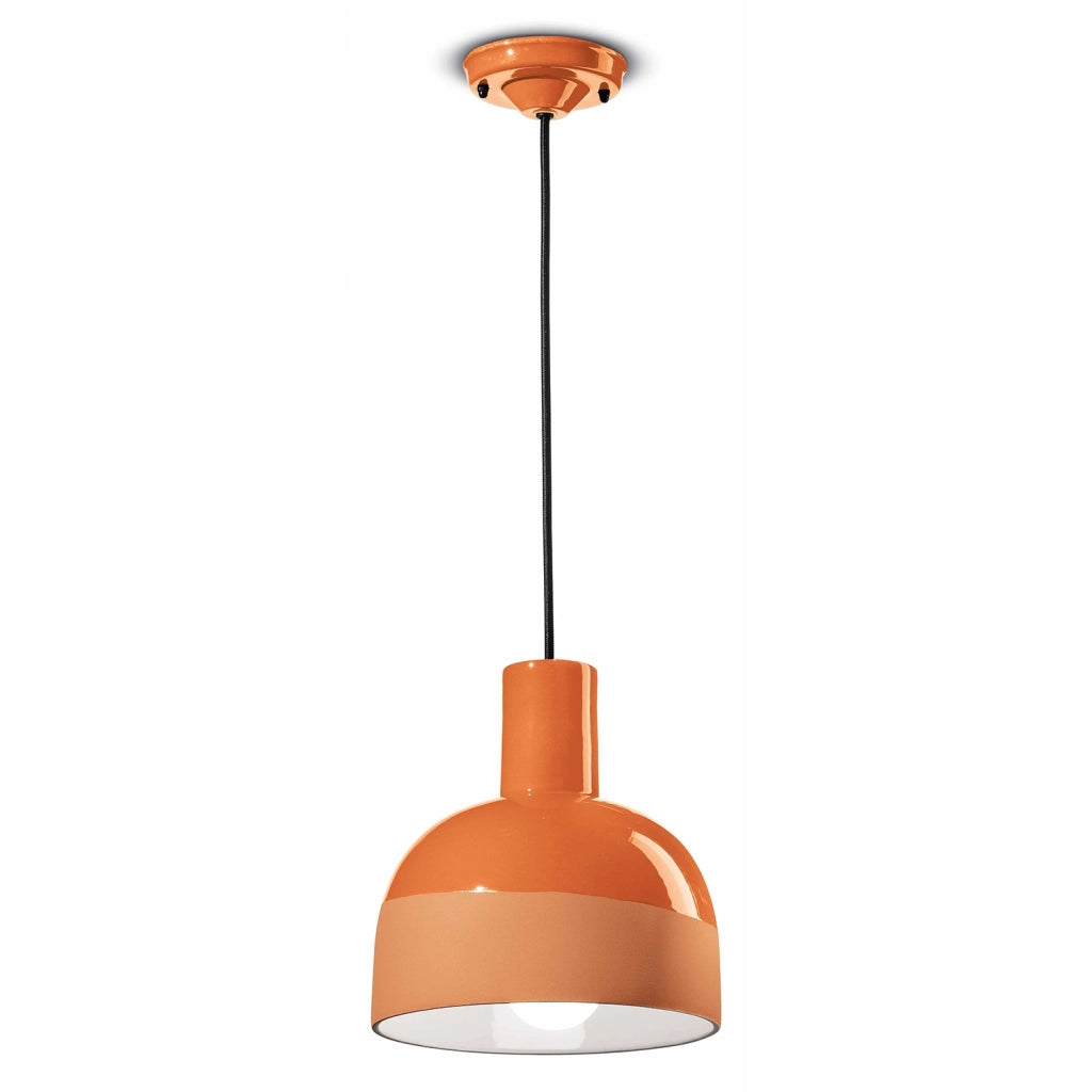 Lampadario Vintage Decò Caxixi Ceramica Arancio Pesca 1 Luce E27