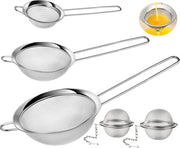 Set di setacci per cucina, 5 pezzi, con maniglia, setaccio microforato per pasta