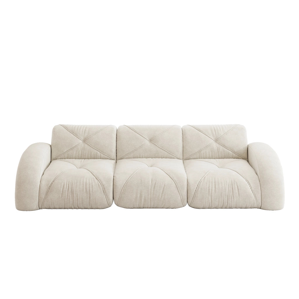 Divano modulare senza struttura in ciniglia beige chiaro con imbottitura in schiuma 32D