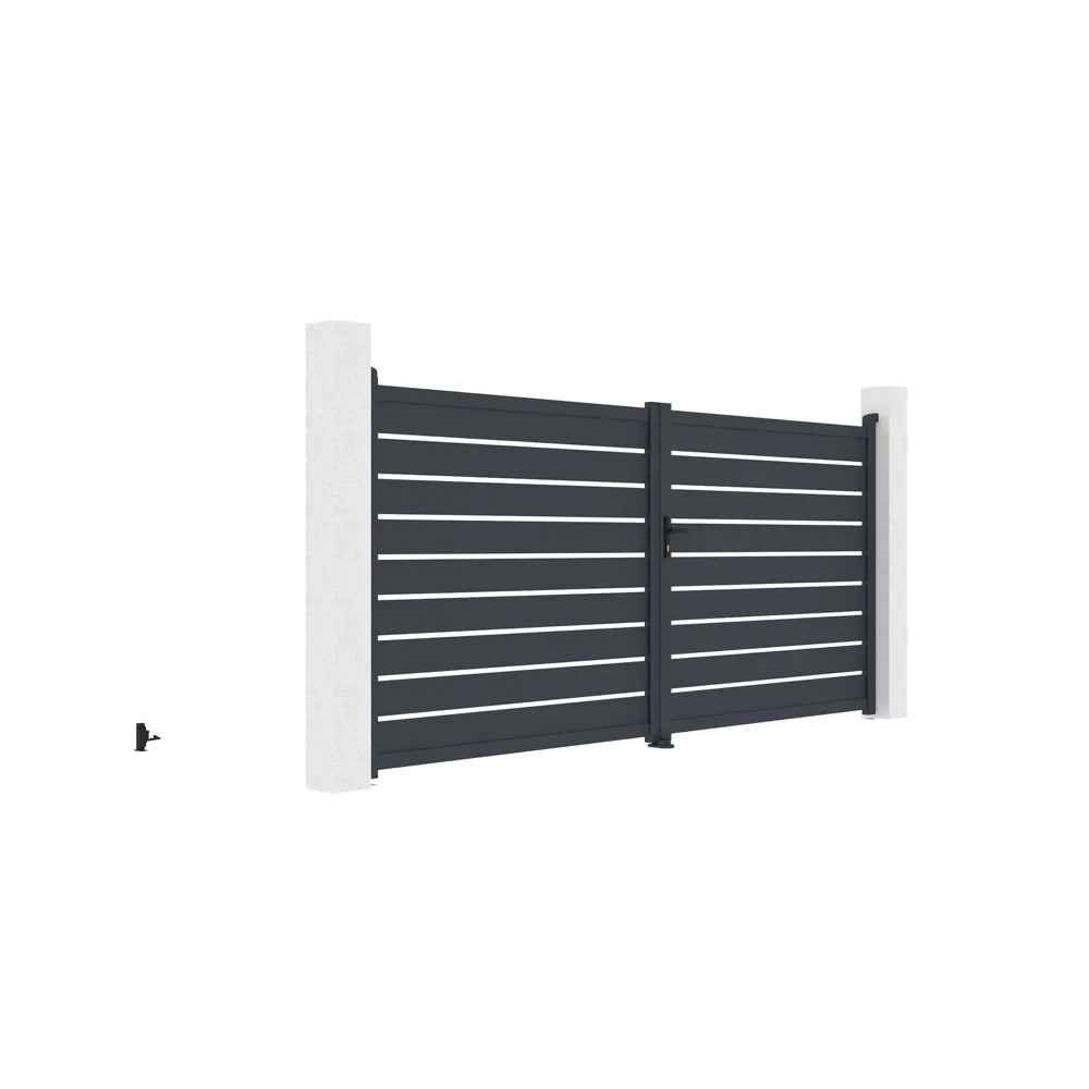 Cancello in alluminio doppia porta a battente 392x176cm grigio freddo